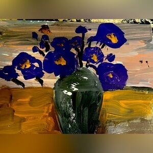 Elegant Purple and Gold Floral Painting